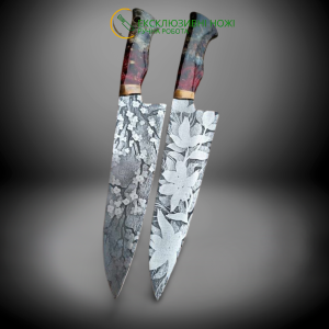 КВІТКА ексклюзивний кухонний ніж ручної роботи майстра студії XI KNIVES, Сталь N690™ 60-61 HRC